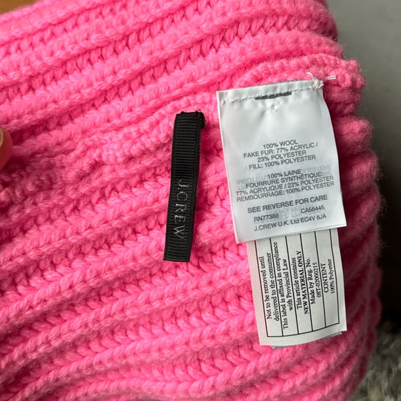 J.Crew Pink Wool Beanie with Pompom - Picture 3 of 4